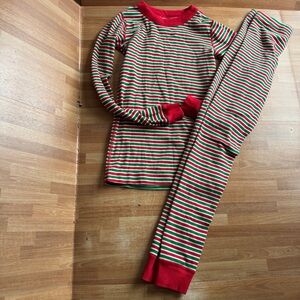 Hanna Anderson striped Christmas holiday pajamas size 10 unisex cotton